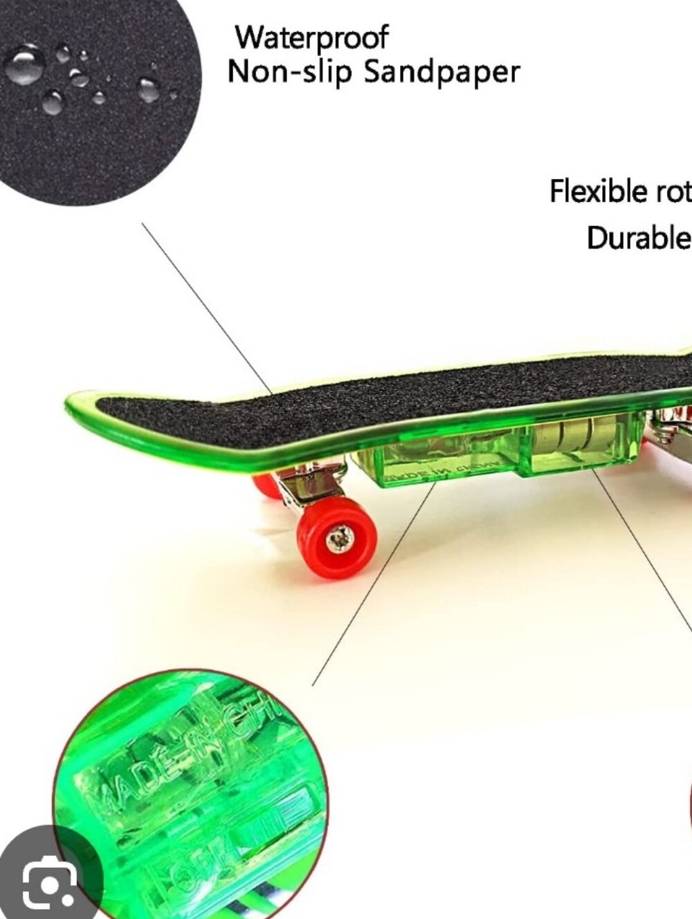 Source Unknown Green LED Mini Fingerboard with Red Wheels